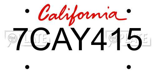 7CAY415 California License Plate
