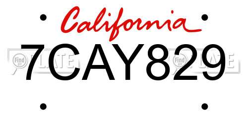 7CAY829 California License Plate