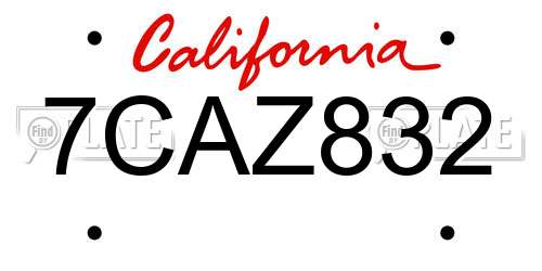 7CAZ832 California License Plate