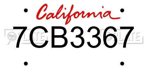 7CB3367 California License Plate