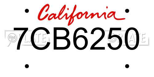 7CB6250 California License Plate