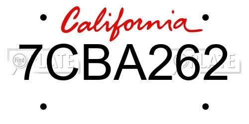 7CBA262 California License Plate