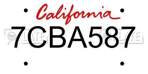 7CBA587 California License Plate