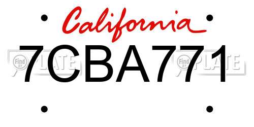 7CBA771 California License Plate