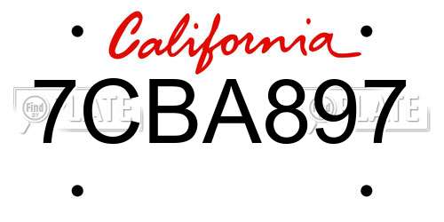 7CBA897 California License Plate