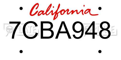 7CBA948 California License Plate