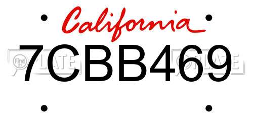 7CBB469 California License Plate