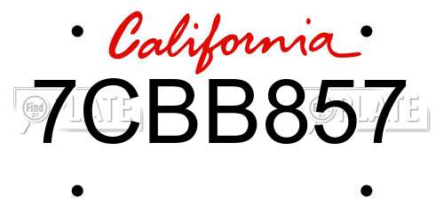 7CBB857 California License Plate