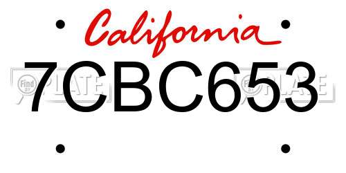 7CBC653 California License Plate