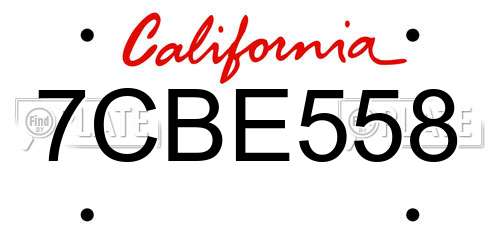 7CBE558 California License Plate