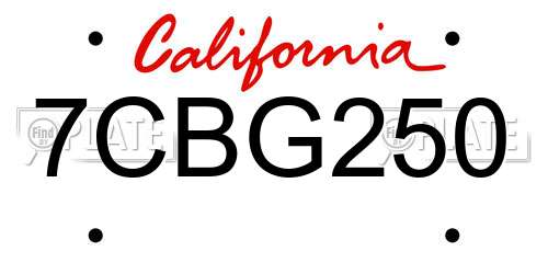 7CBG250 California License Plate