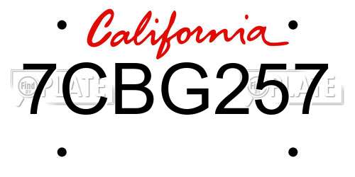 7CBG257 California License Plate