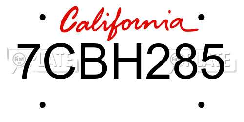 7CBH285 California License Plate