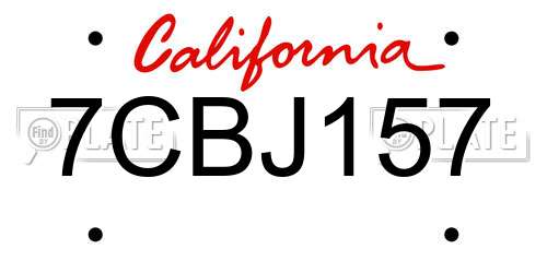 7CBJ157 California License Plate