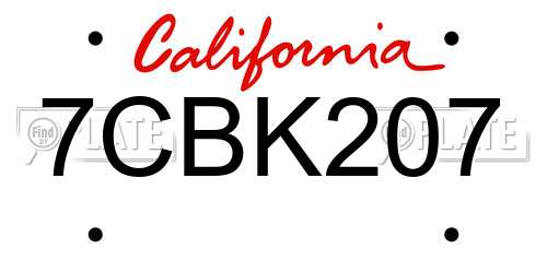 7CBK207 California License Plate