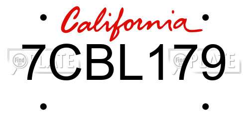 7CBL179 California License Plate