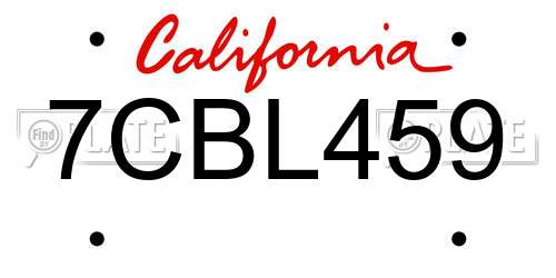 7CBL459 California License Plate