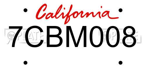 7CBM008 California License Plate