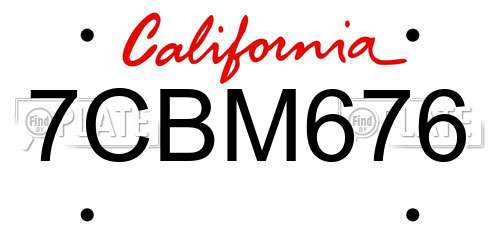 7CBM676 California License Plate