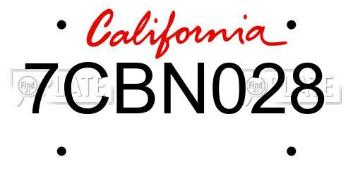 7CBN028 California License Plate