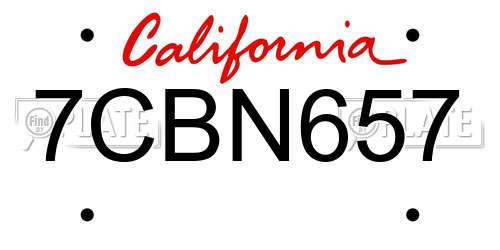 7CBN657 California License Plate