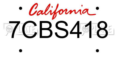 7CBS418 California License Plate