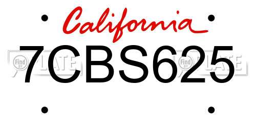7CBS625 California License Plate