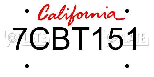 7CBT151 California License Plate