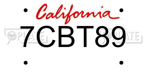 7CBT89 California License Plate