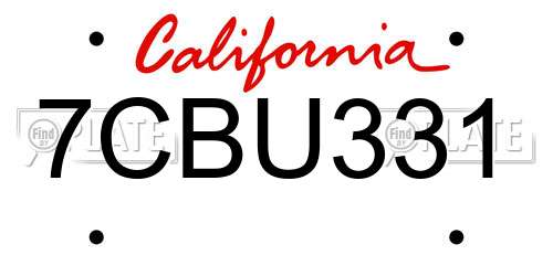 7CBU331 California License Plate