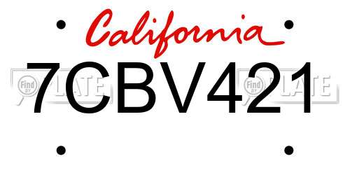 7CBV421 California License Plate