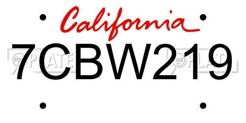 7CBW219 California License Plate