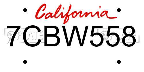 7CBW558 California License Plate