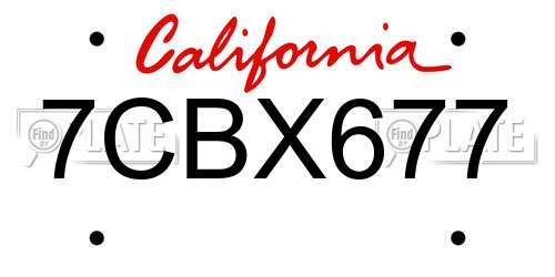 7CBX677 California License Plate