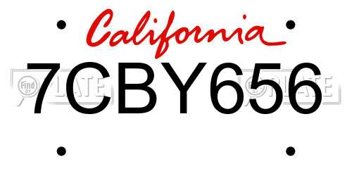7CBY656 California License Plate