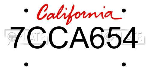 7CCA654 California License Plate