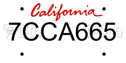 7CCA665 California License Plate