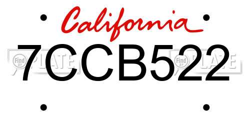7CCB522 California License Plate