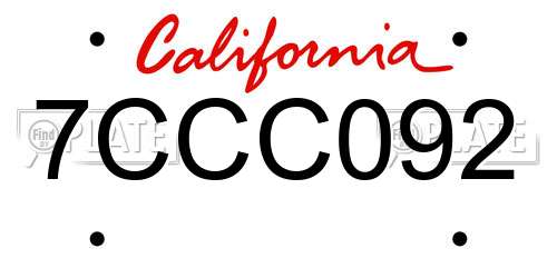 7CCC092 California License Plate