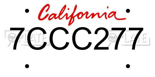 7CCC277 California License Plate