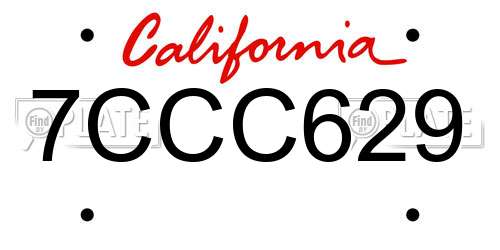 7CCC629 California License Plate