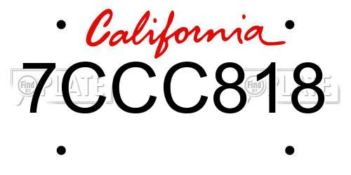 7CCC818 California License Plate