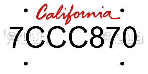7CCC870 California License Plate