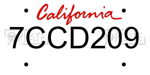 7CCD209 California License Plate