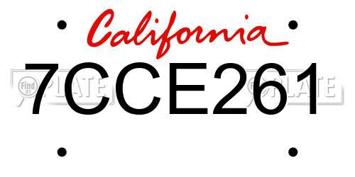 7CCE261 California License Plate
