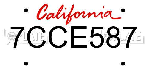 7CCE587 California License Plate
