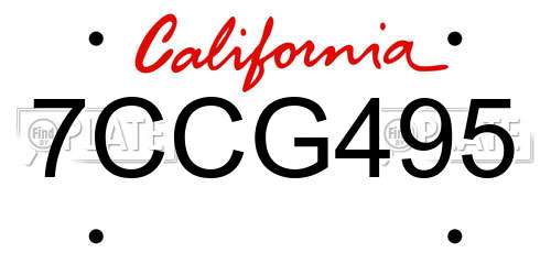 7CCG495 California License Plate