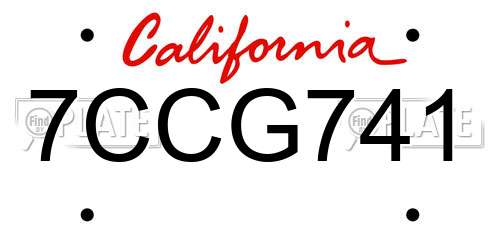 7CCG741 California License Plate