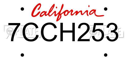 7CCH253 California License Plate