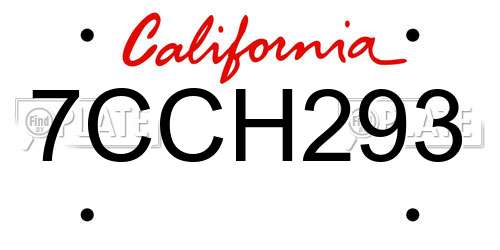 7CCH293 California License Plate